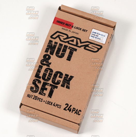 Rays 19HEX Nut & Lock Set 20 Nuts & 4 Locks- L33 M14 X P1.5 Black